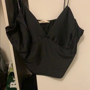 Black, v neck crop top